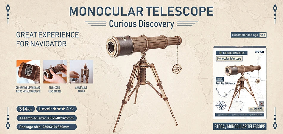 Monocular Telescope 3D Wooden Puzzle
