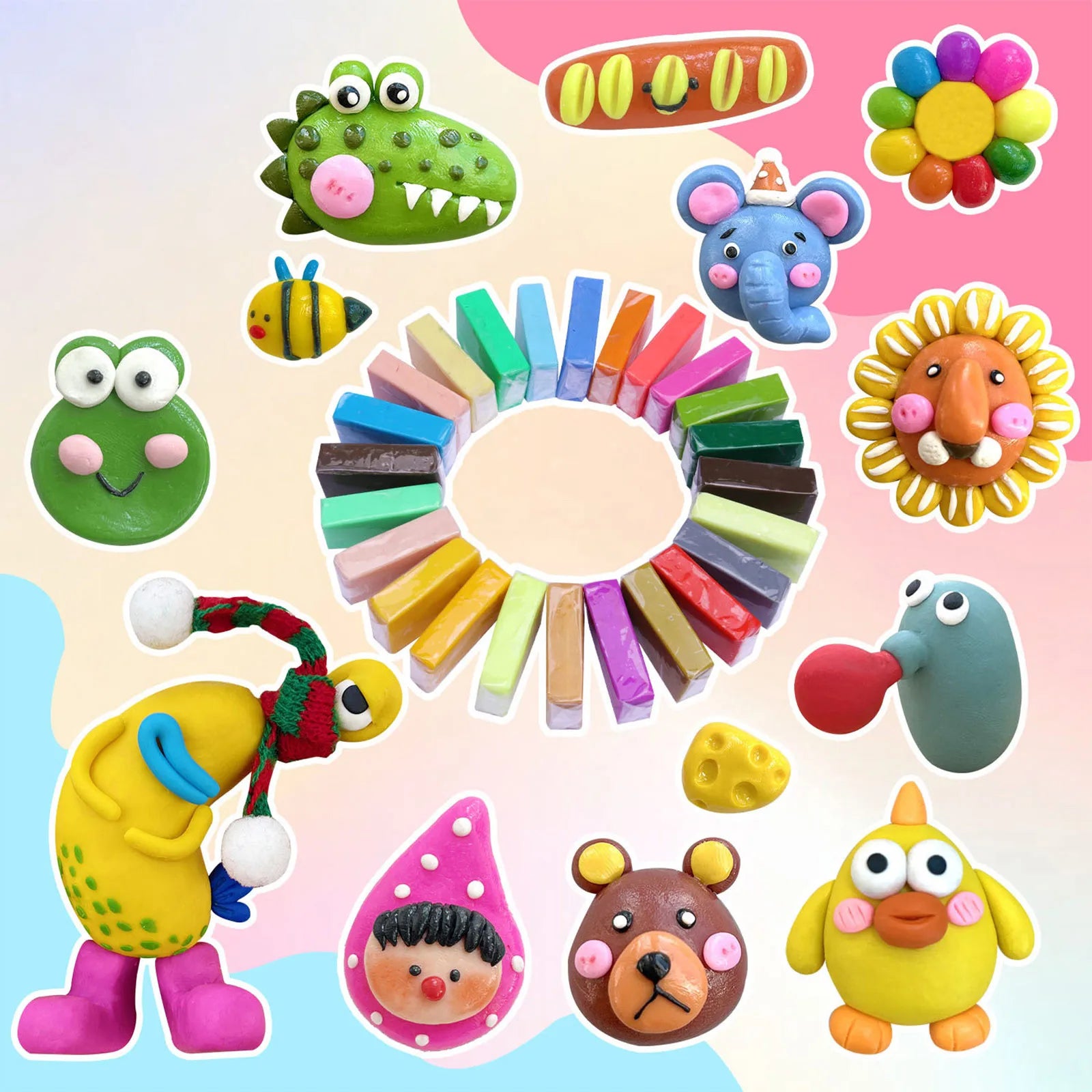 Polymer Clay Blocks Kit – Oven-Bake Modeling Set for Kids & Beginners