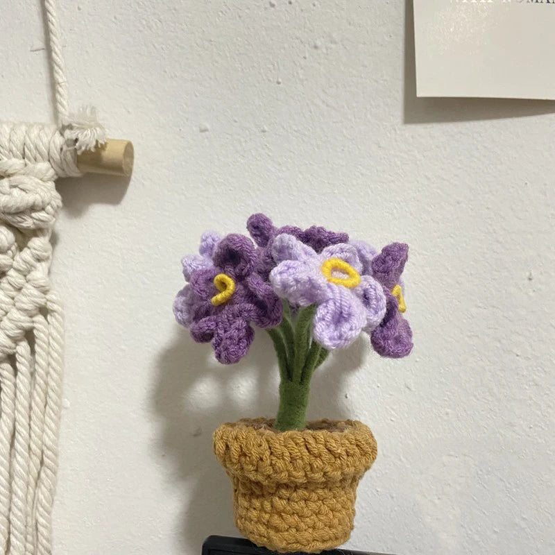 DIY Handwoven Mini Potted Flower – Rose Design