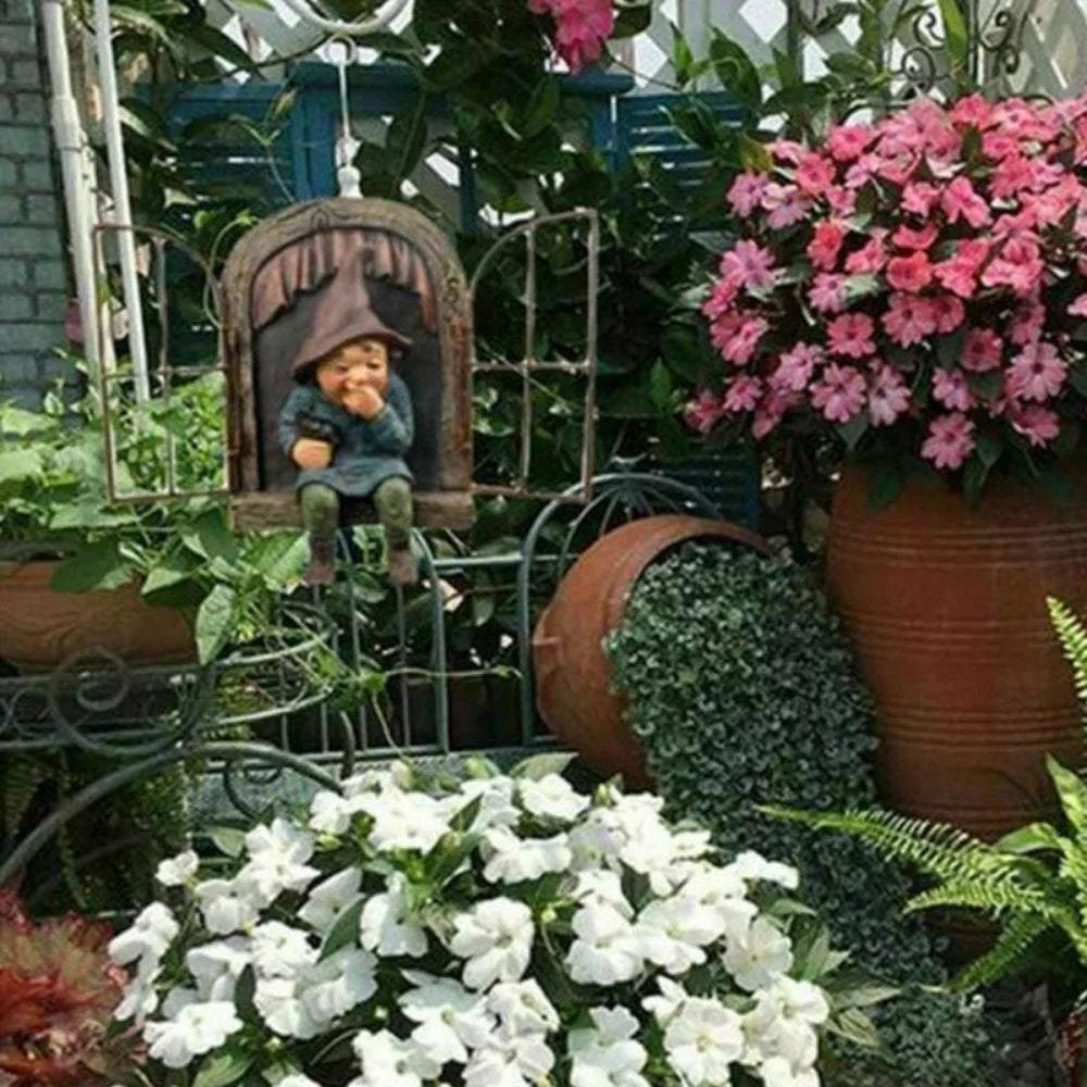 Creative Garden Statue Elf "Go Out Tree"
