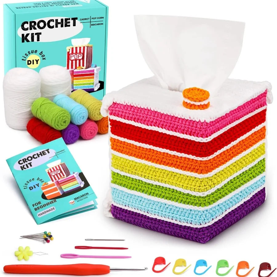 Crochet Kit for Beginners – Tissue Box Cover Project