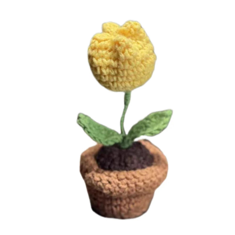 DIY Handwoven Mini Potted Flower – Rose Design