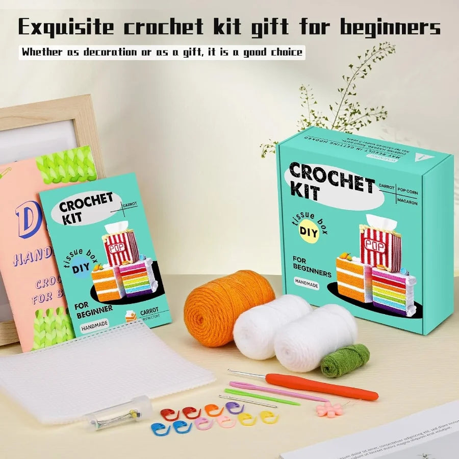 Crochet Kit for Beginners – Tissue Box Cover Project