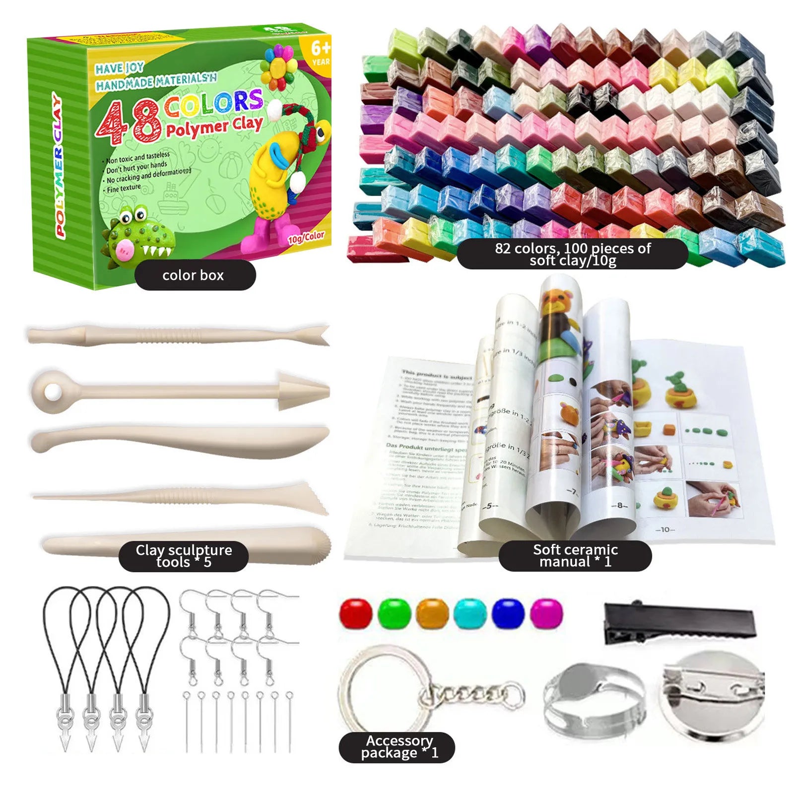 Polymer Clay Blocks Kit – Oven-Bake Modeling Set for Kids & Beginners
