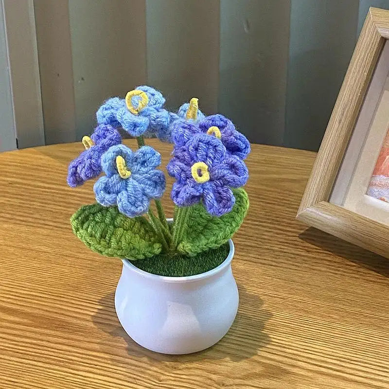DIY Handwoven Mini Potted Flower – Rose Design