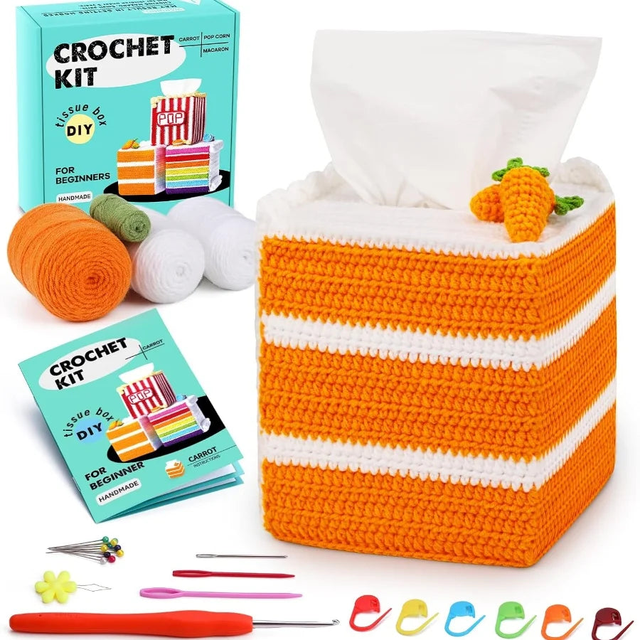 Crochet Kit for Beginners – Tissue Box Cover Project
