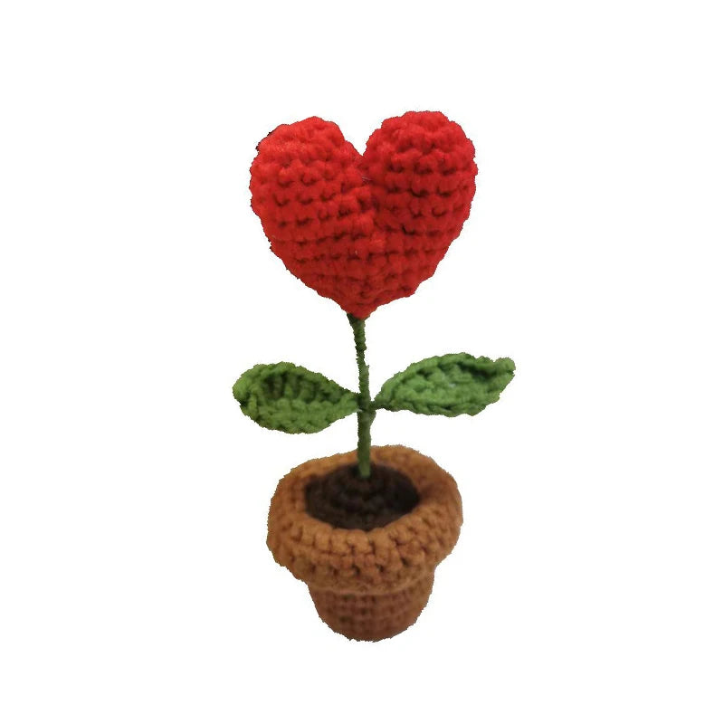 DIY Handwoven Mini Potted Flower – Rose Design