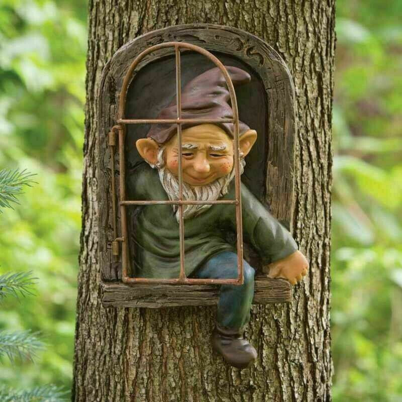 Creative Garden Statue Elf "Go Out Tree"