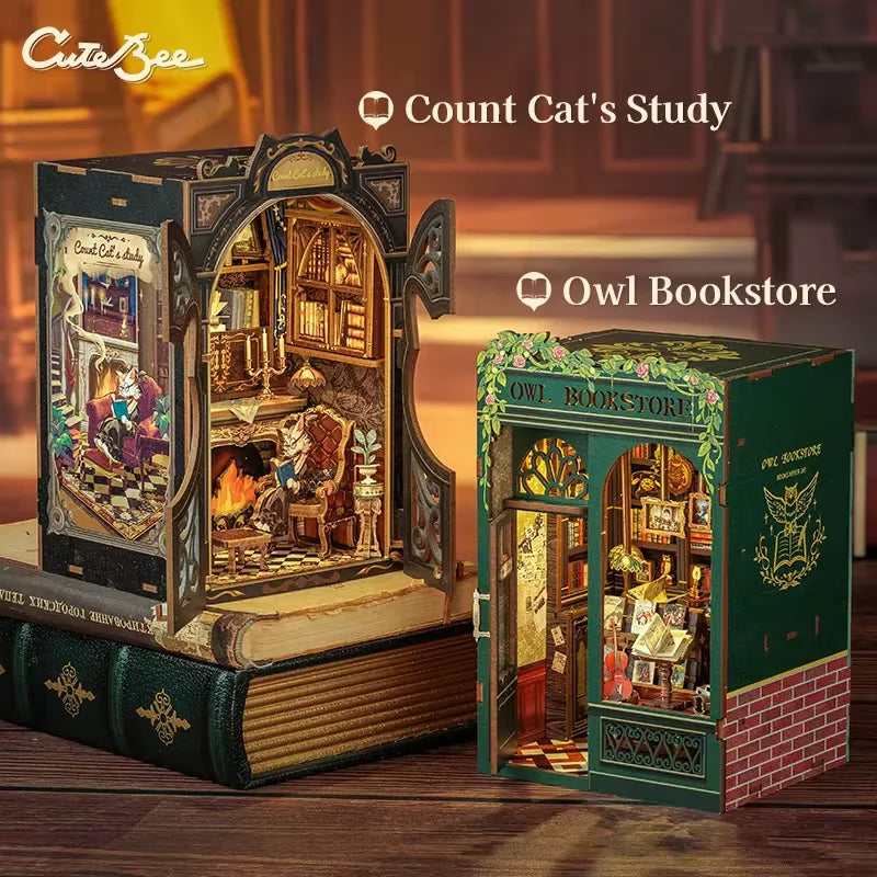 DIY Book Nook Kit – Miniature Dollhouse with Light