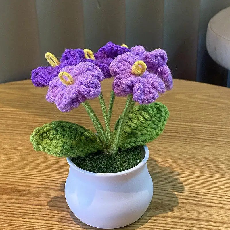 DIY Handwoven Mini Potted Flower – Rose Design