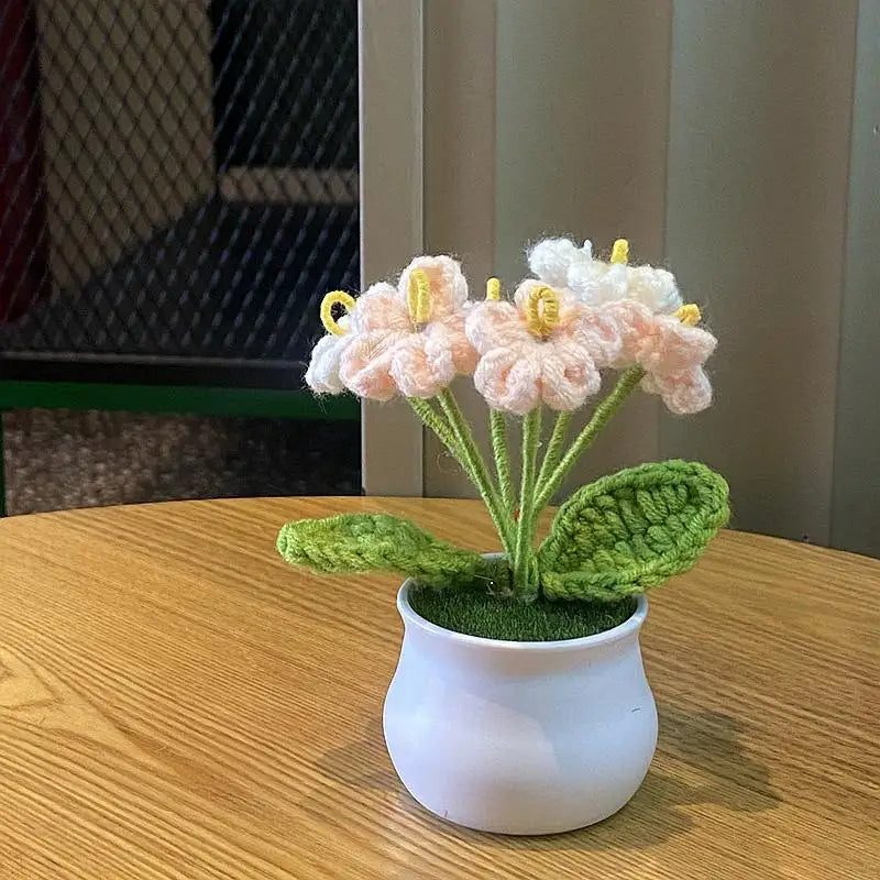 DIY Handwoven Mini Potted Flower – Rose Design