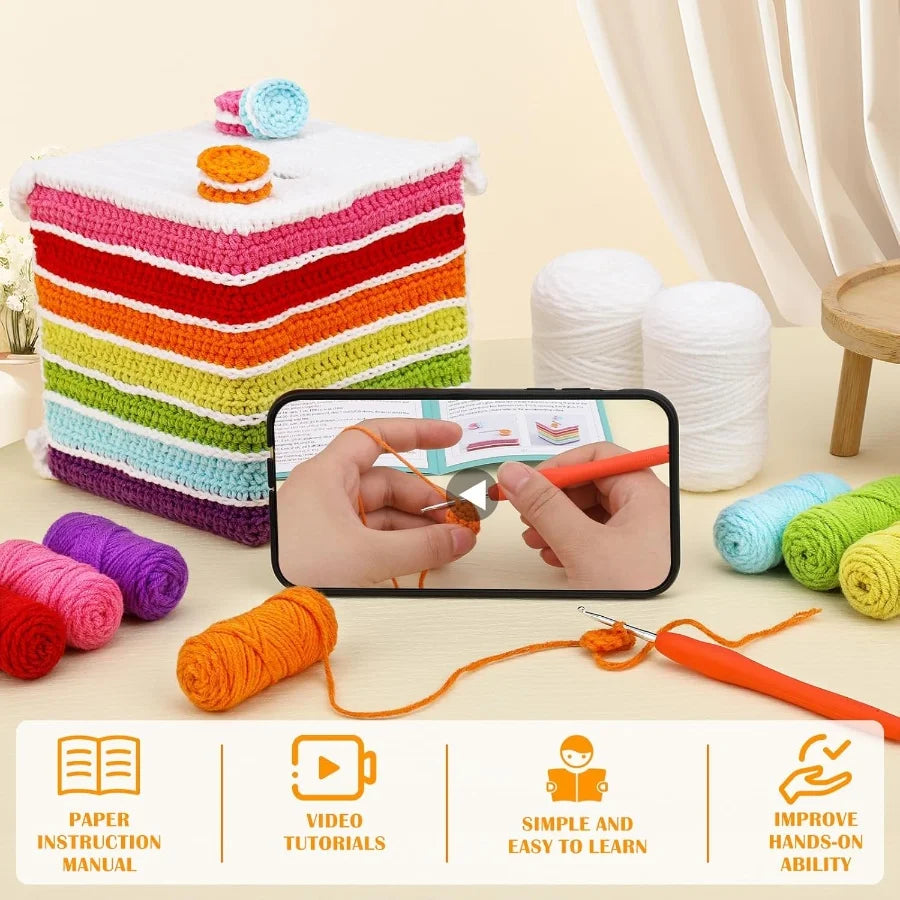 Crochet Kit for Beginners – Tissue Box Cover Project
