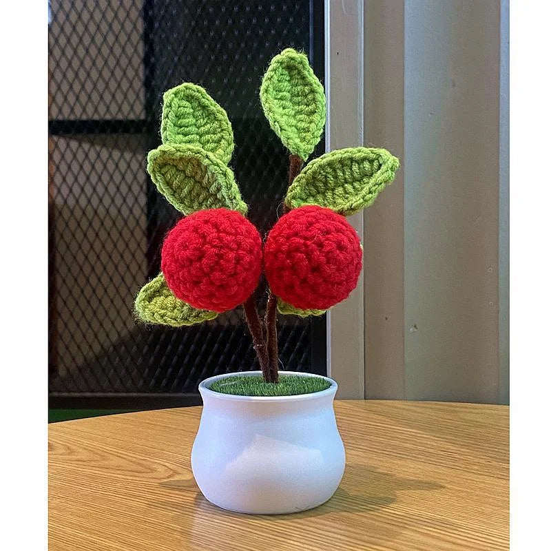 DIY Handwoven Mini Potted Flower – Rose Design