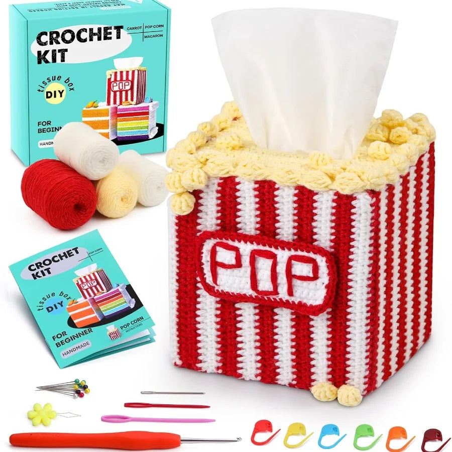 Crochet Kit for Beginners – Tissue Box Cover Project