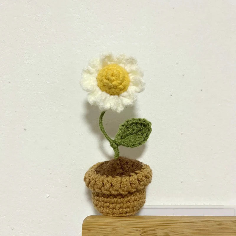 DIY Handwoven Mini Potted Flower – Rose Design