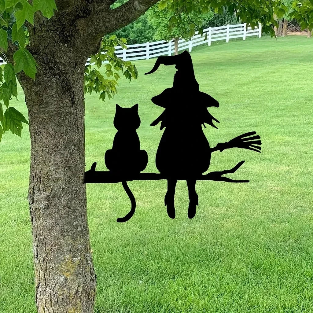 Iron Silhouette Witch Garden Stake
