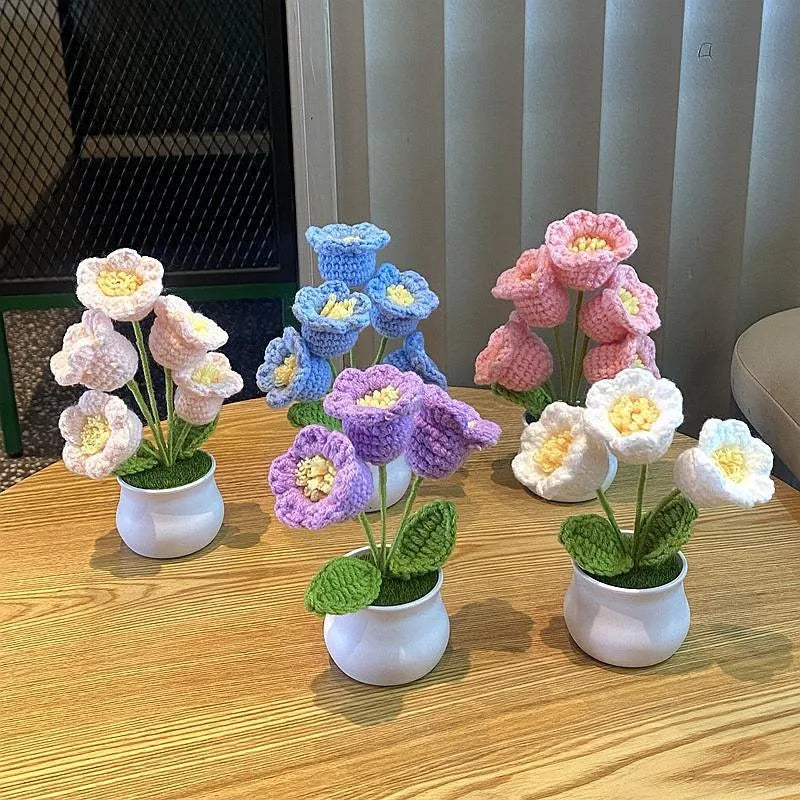 DIY Handwoven Mini Potted Flower – Rose Design
