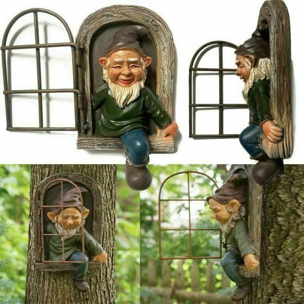 Creative Garden Statue Elf "Go Out Tree"