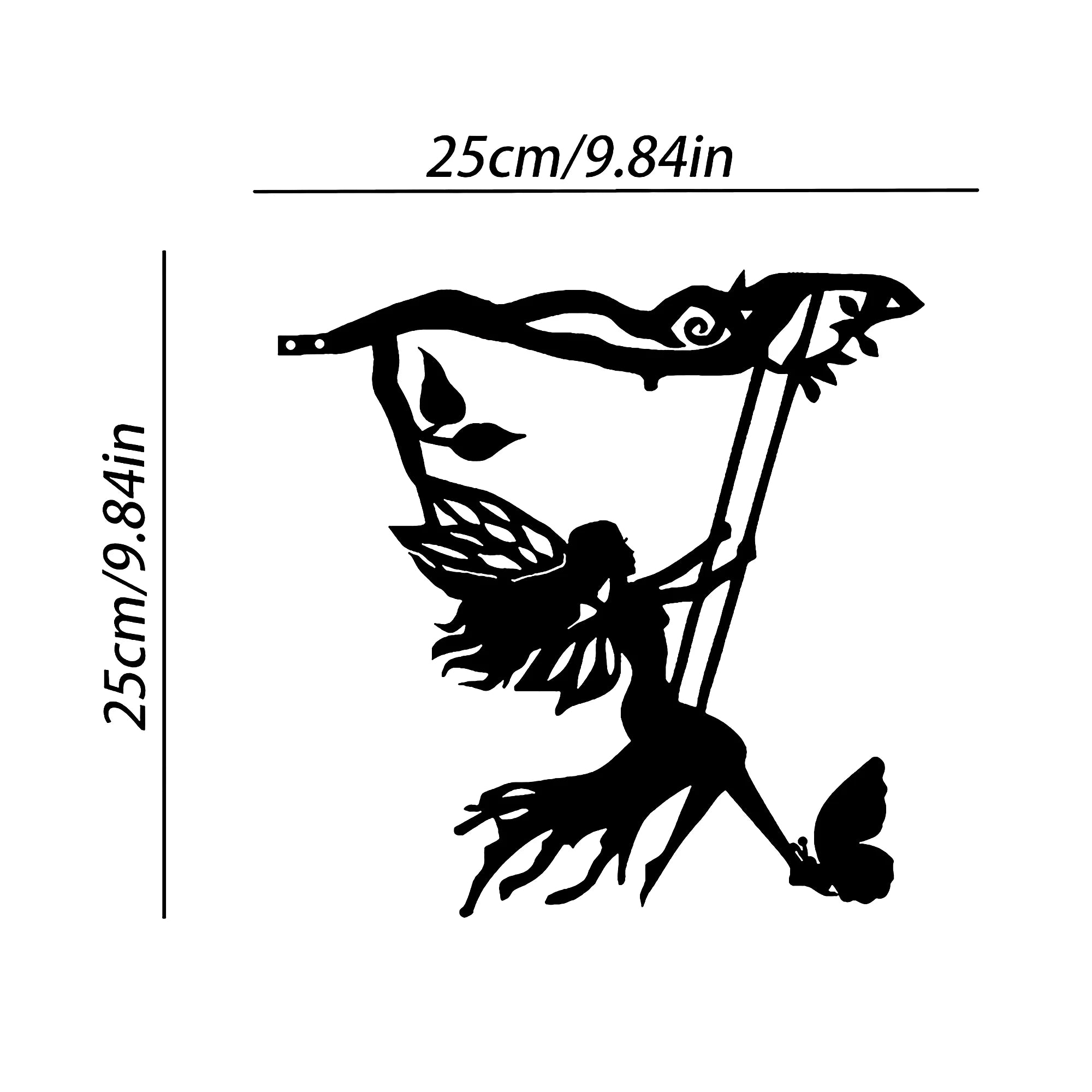 Iron Silhouette Witch Garden Stake