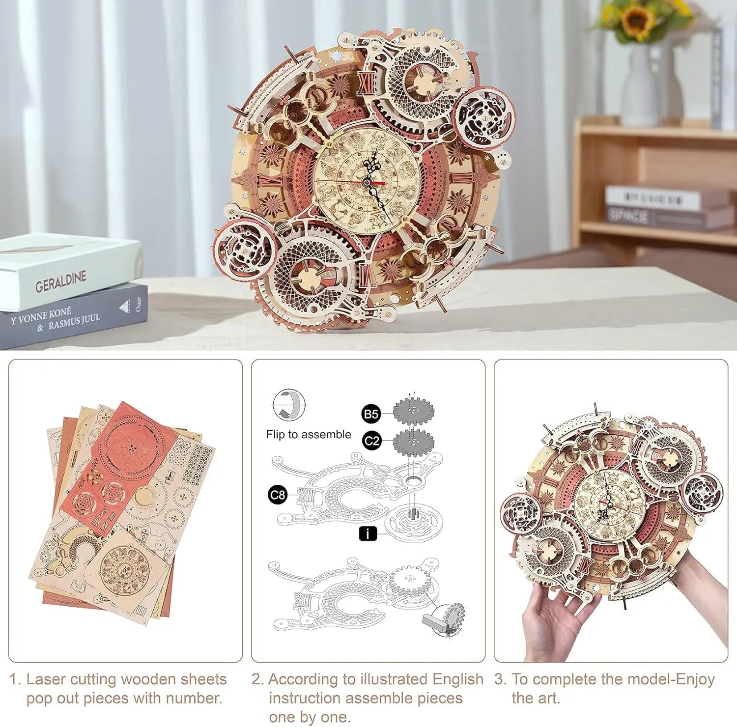 3D Wooden Puzzle Wall Clock